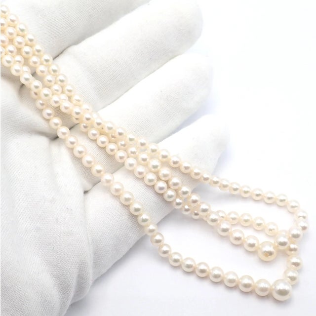 Mikimoto Yellow Gold Pearl Double Strand Graduated 17" Princess Necklace For Sale In Philadelphia - Image 6 of 11