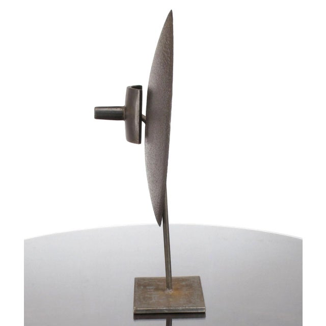 Hand-Hammered Iron Disc Sculpture with Center Handle For Sale - Image 4 of 8