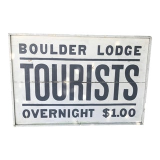 Early 20th Century Double Sided Hotel Sign "Boulder Lodge" For Sale
