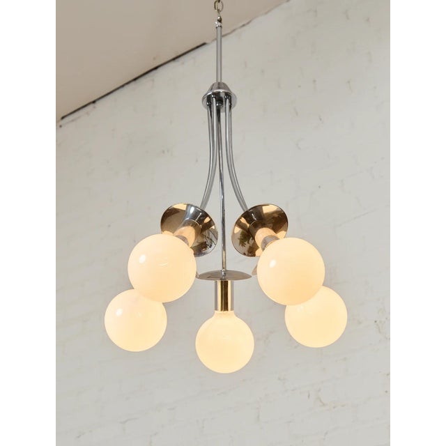 Mid-Century Modern Mid 20th Century Styled After Scolari Vintage Chrome Pendant Chandelier For Sale - Image 3 of 10