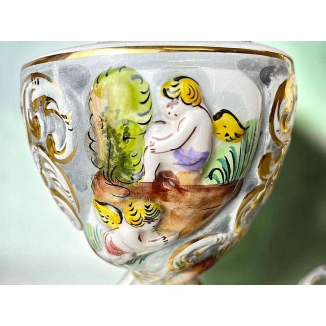 Portuguese Porcelain Hand Painted Table Lamps by Alcobaça Porcelain Factory, Set of 2 For Sale - Image 13 of 18