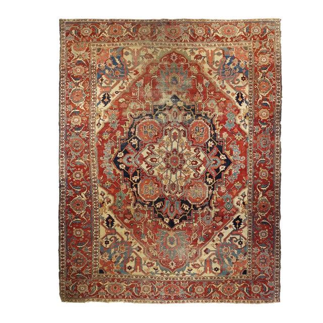 Antique Persian Serapi Rug 9’7” X 12’4” For Sale