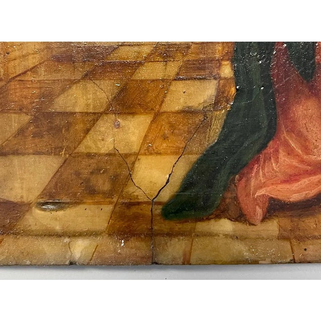 Baroque 17th Century Annunciation Painting in Elaborate Giltwood Baroque Frame For Sale - Image 3 of 18