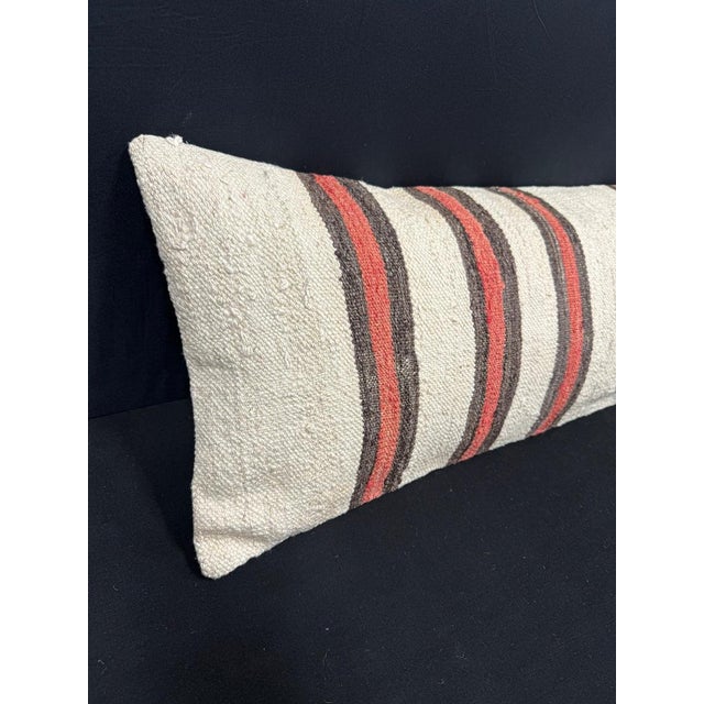 Turkish Hemp Pillow Cushion Natural Beige Brown Cushion Cover 14"x45" #18060 Enhance your home decor with our Kilim Pillow...