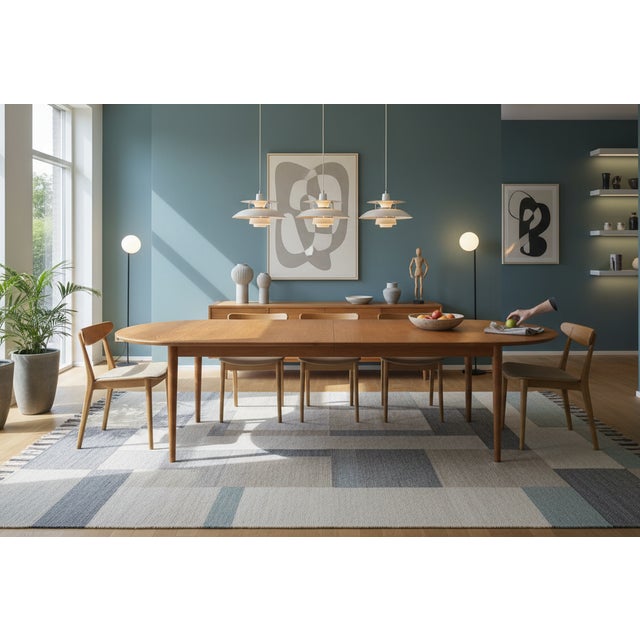 Round Oak Model 62 Dining Table by Henning Kjærnulf for Sorø Stolefabrik, Denmark, 1960s For Sale - Image 13 of 18