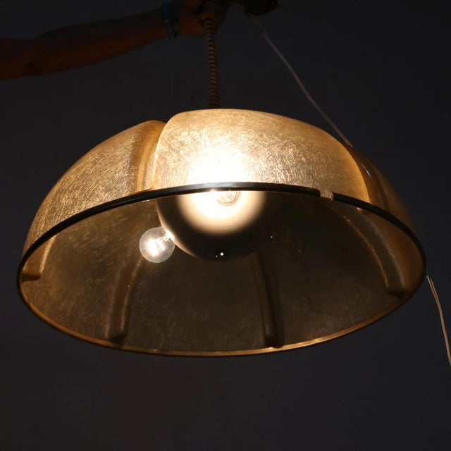 Brass and Fiberglass S447 Pendant Lamp by Idea Studio Tecno for Luci Italia, 1970s For Sale - Image 3 of 10