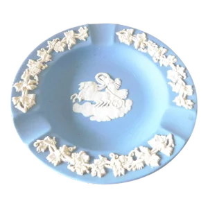 Wedgwood Jasperware Blue Round Ashtray, Mid Century, Made in England