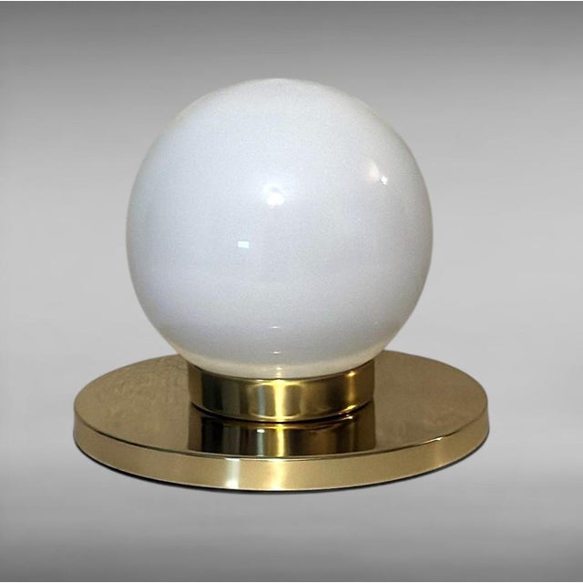 Metal Vintage Pair of Italian Lamps With Brass Bases and Opal Glass Shades For Sale - Image 7 of 16