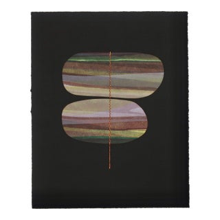 Contemporary Abstract Landscape Mixed Media Collage on Handmade Paper With Braided Thread by Casey R. Klein For Sale