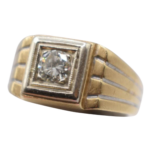 Mid 20th Century Men's Gold Diamond Ring, Size 8.25