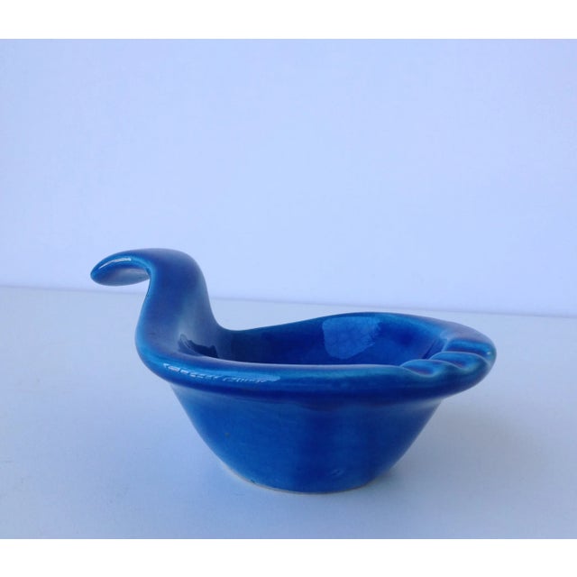 Mid-Century Italian Blue Crackle-Glazed Ashtray, Pipe Rest For Sale - Image 4 of 11
