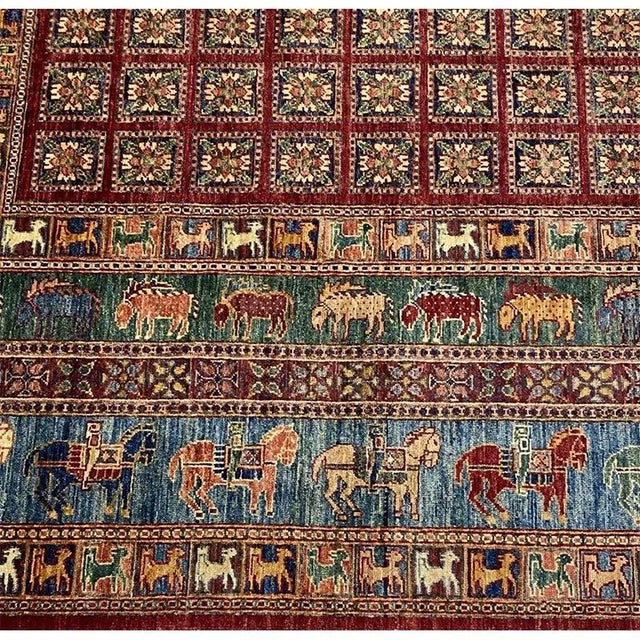 Traditional Handwoven Animal Print Turkmen Style Area Rug 6'7"×9'10" For Sale - Image 3 of 12