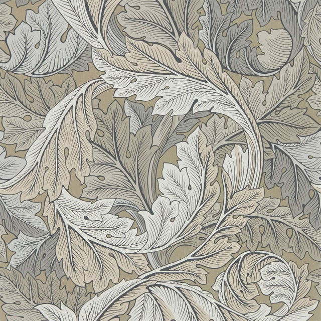 Morris & Co Acanthus Wallpaper in Manilla/Stone For Sale