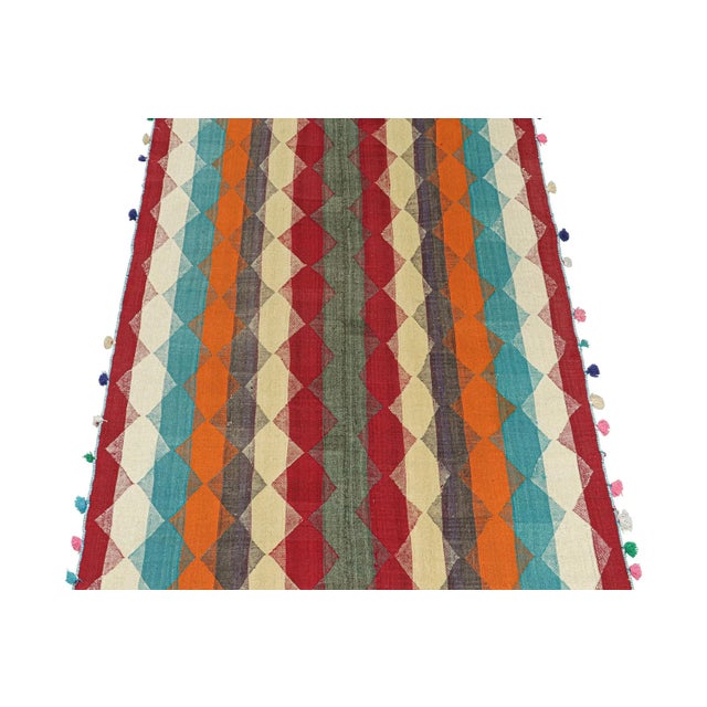 Tribal 1950s Vintage Persian Kilim With Multicolor Stripes and Diamonds by Rug & Kilim For Sale - Image 3 of 8