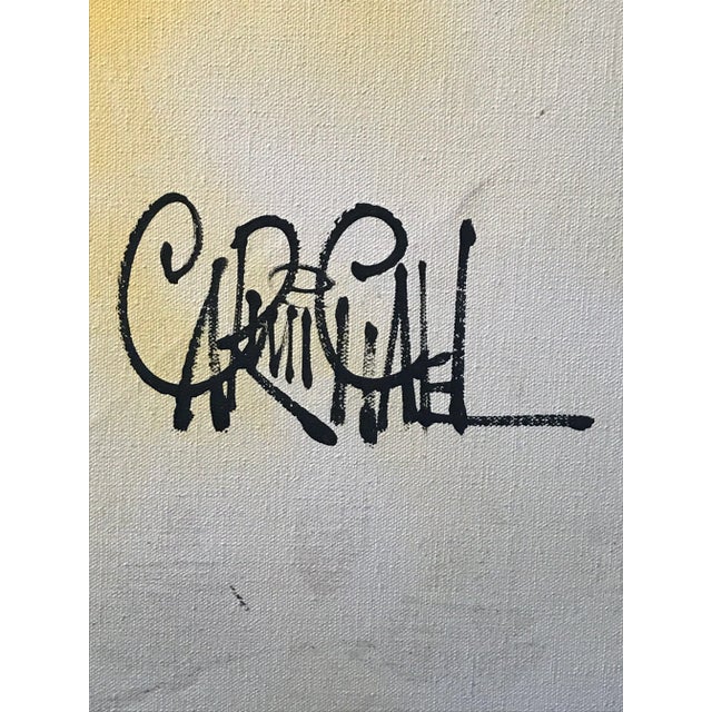 Wood 1980s Starburst Painting by Carmichael, Framed For Sale - Image 7 of 10