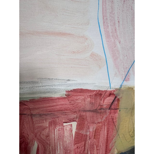 Abstract Acrylic Painting 20x20 Inches, Modern Color Block Wall Art, Square Contemporary Artwork for Living Room Interior For Sale - Image 4 of 5