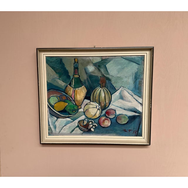 D. K, Wine and Fruit, 1956, Oil on Panel, Framed For Sale - Image 8 of 18
