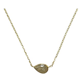 Classic Bezeled 14k Yellow Gold 1.24ct Natural Diamond Necklace For Sale