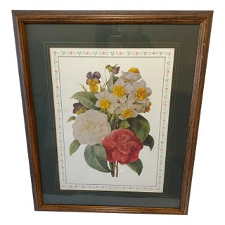 Vintage Floral Lithograph Still Life For Sale