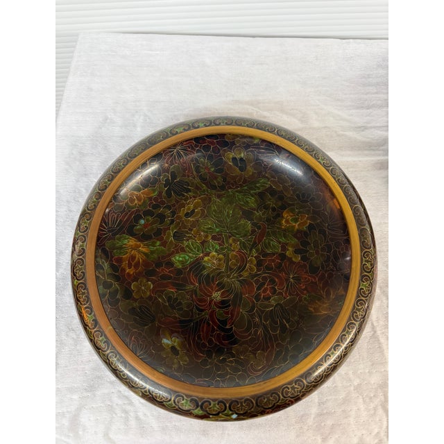 Chinese Cloisonné Chrysanthemum Bowl + Stand For Sale In San Francisco - Image 6 of 12