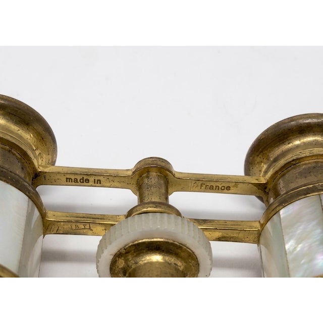 J. Caldwell Antique j.e. Caldwell Petite Mother of Pearl Opera Glasses Pocket Size Gt French Mark c.1900 For Sale - Image 4 of 6