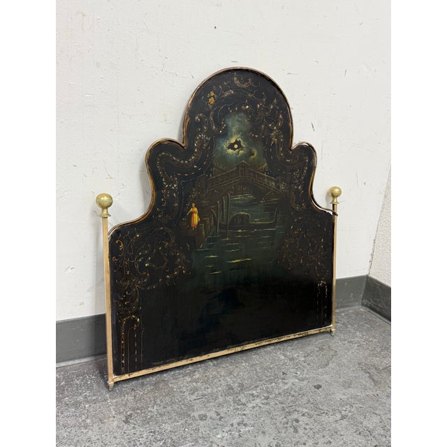 Italian 19th Century Head Board With Hand Painted Boat Scene For Sale - Image 3 of 12