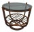 Vintage Smoky Glass Top Bentwood Rattan Bamboo Side Table For Sale