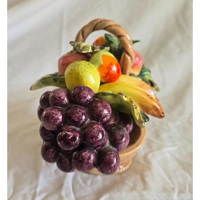 Vintage MCM Italian Majolica Fruit Basket Centerpiece For Sale - Image 4 of 6
