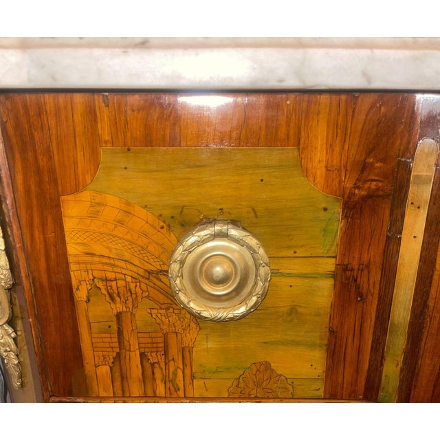 Brown Late 18th Century French Marquetry Commode With Marble Top Signed André-Louis Gilbert For Sale - Image 8 of 10