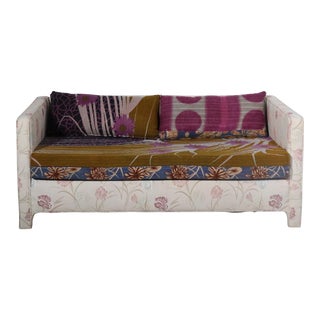 70's Floral Parsons Style Loveseat For Sale