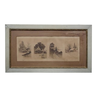 Antique Ernest C Rost Signed Four Seasons Panoramic Landscape Print 32" For Sale