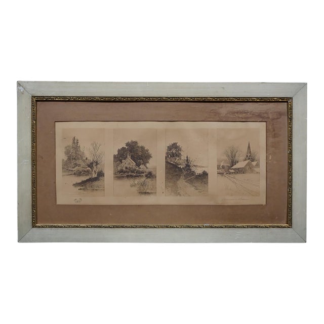 Antique Ernest C Rost Signed Four Seasons Panoramic Landscape Print 32" For Sale