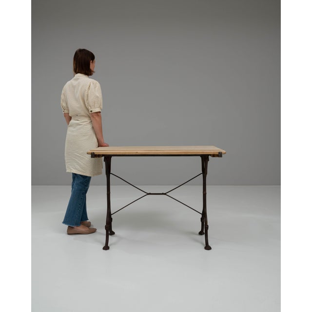 1900s French Metal Side Table With Wooden Top For Sale - Image 17 of 18
