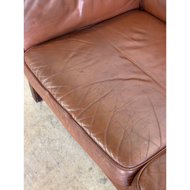Damgaardens Møbler Brown Leather Loveseat Danish Mid-Century Modern 1970s For Sale - Image 12 of 13