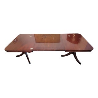 1940s Morganton Furniture Flame Mahogany Double Pedestal Dining Table--Seats 8-10 For Sale