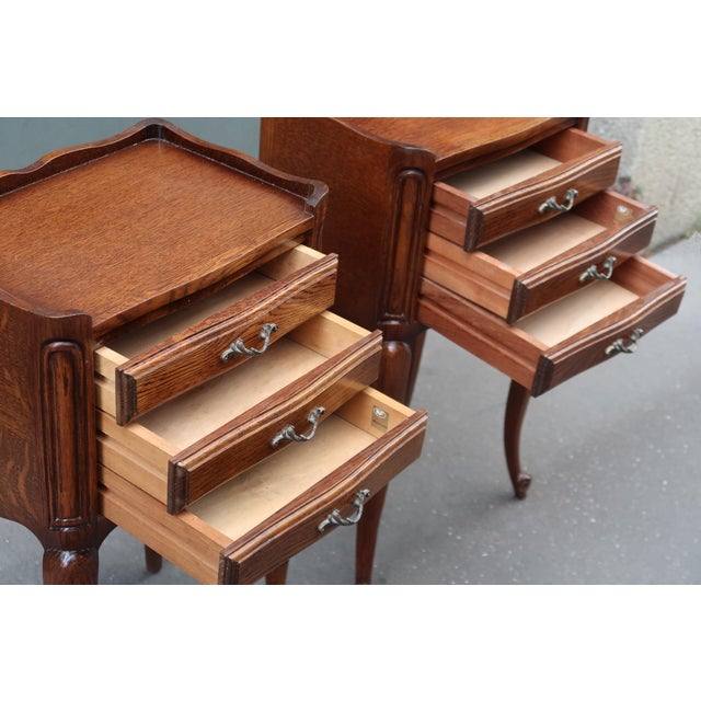 1960s Pair of French Louis XV Style Side Tables Nightstands For Sale - Image 11 of 17