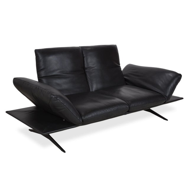 Francis Leather Two-Seater Black Manual Function Sofa from Koinor For Sale - Image 4 of 18