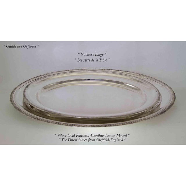 1970s 1970’s Vintage/New Silver Oval Platter With Acanthus Leaves Applied Border For Sale - Image 5 of 13