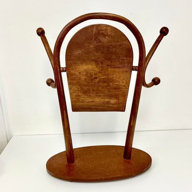 1940s Vintage Italian Boho Chic Bentwood Sticks and Ball Tabletop Mirror With Hat Rack, After Franco Albini For Sale - Image 11 of 16