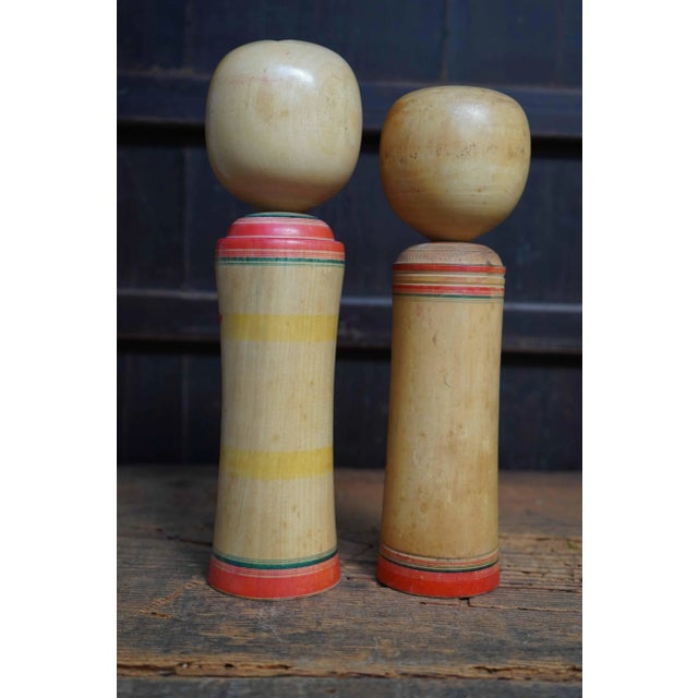 Wood Vintage Traditional Narugo Kokeshi by Yusa Fukuju and Sakurai Shoji, Japan, 1950s, Set of 2 For Sale - Image 7 of 8