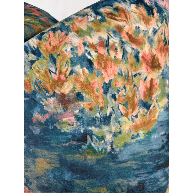 Clarke & Clarke Clarke & Clarke "Fiore" in Midnight/Spice 22" Pillows-a Pair For Sale - Image 4 of 4