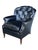 Vintage English Black Leather Club Chair With Tufted Back & Casters For Sale - Image 9 of 12