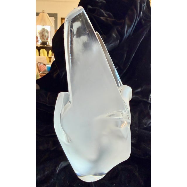 Contemporary Lalique Frosted Dove Crystal Sculptural Vase For Sale - Image 3 of 12