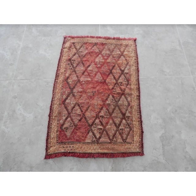 Vintage handwoven Oushak rug yastik 22.4'' X 31.8'' / 57X81cm hand woven with high quality pure wool excellent condition...