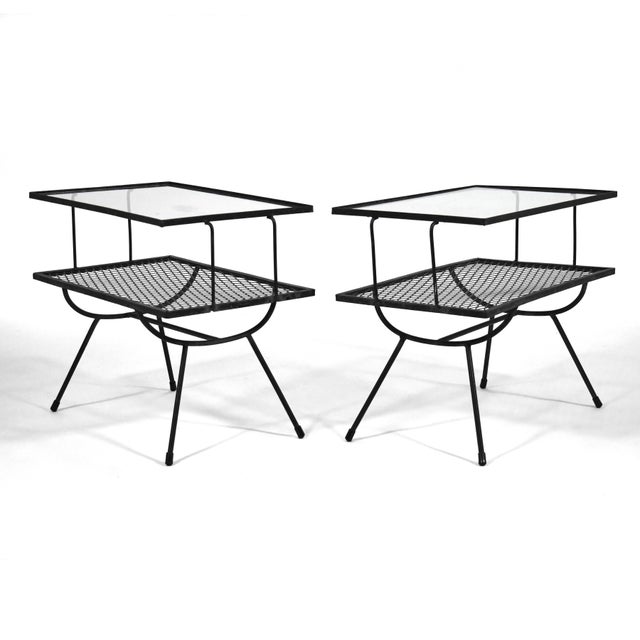 Mid 20th Century Two-Tiered Iron End Tables by Frank & Son (Pair) For Sale - Image 5 of 7