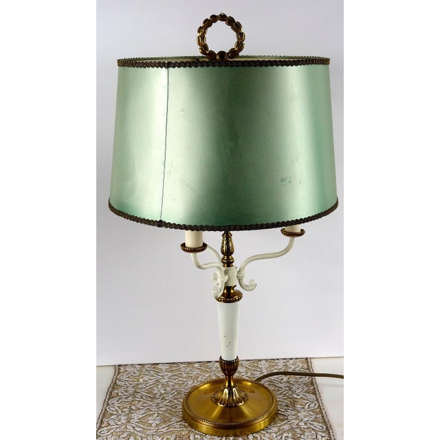French Bouillotte Brass Shade Table Lamp from Unbekannt, 1950s For Sale - Image 11 of 11