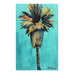 Verdigris Breeze - Turquoise Sky Colorful Palm Tree Original Artwork by Kathleen Keifer