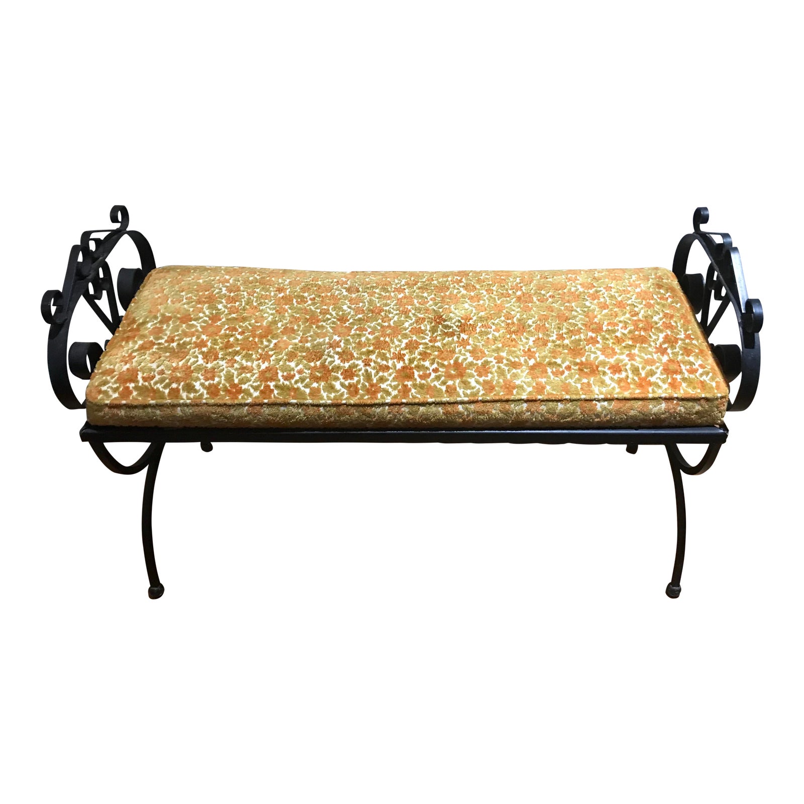 Vintage Spanish Revival Twisted Black Iron Bench | Chairish (1600 x 1600 Pixel)