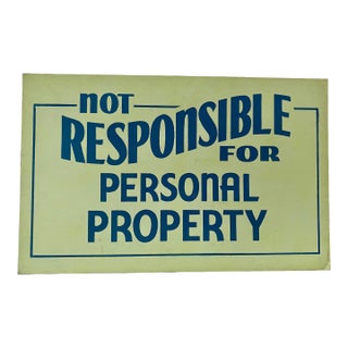 Vintage 1940s Cardboard Sign For Sale