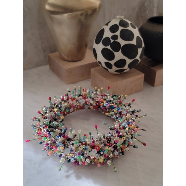 Handmade Beaded & Sequined Wreath / Centerpiece by Maggie Paxton For Sale - Image 4 of 17